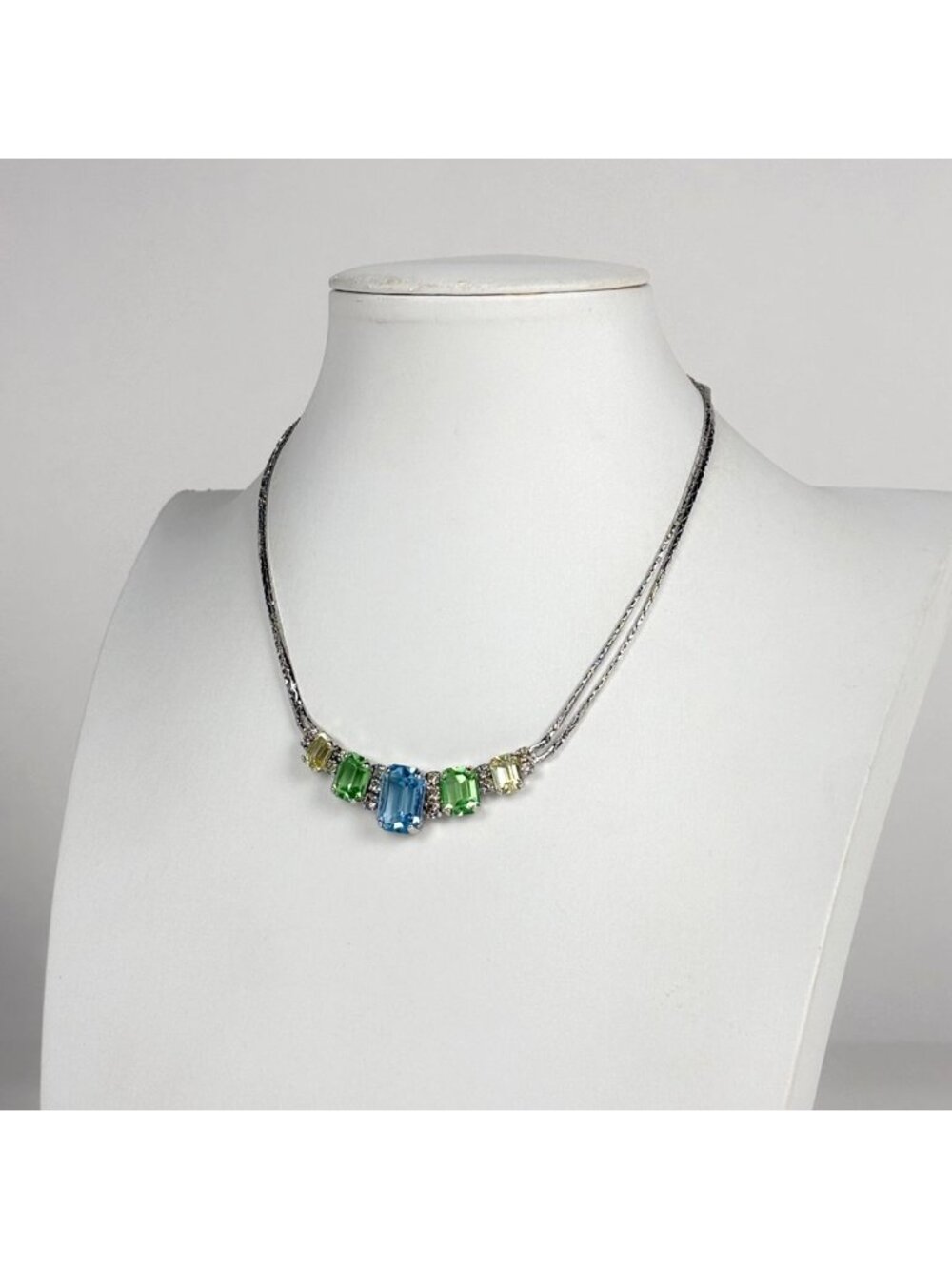 Dior Line Stone Necklace Silver Plated Multicolor - Picture 4 of 4